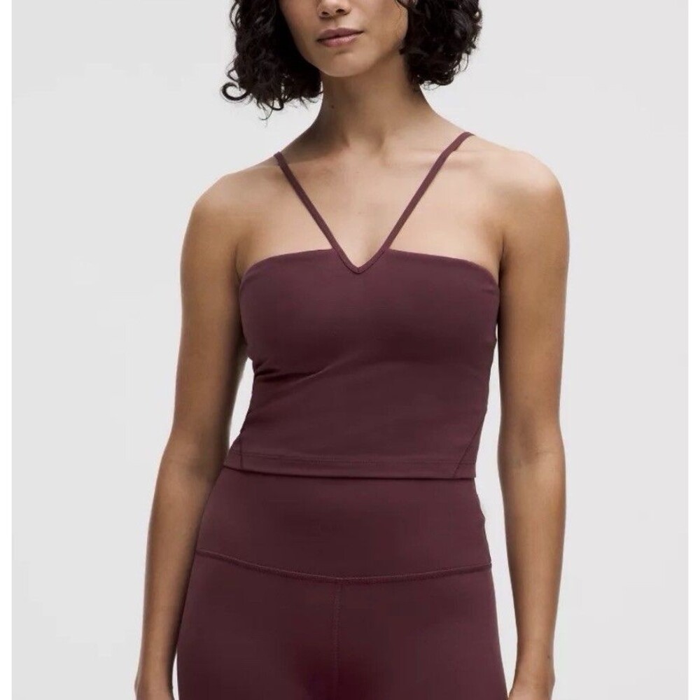 Lululemon Align Strappy Deep V Tank Top Wine Burgundy Red 2